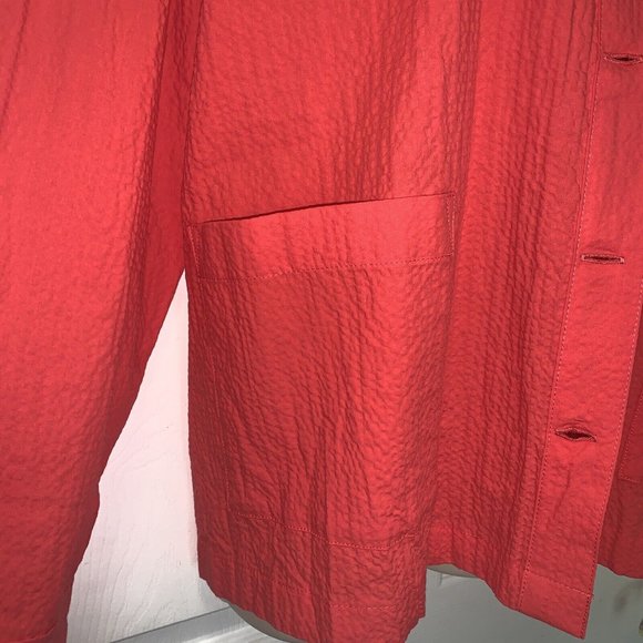 Eileen Fisher Mandarin Collar Jacket Top Blouse Orange Organic Cotton NWT - Picture 7 of 12